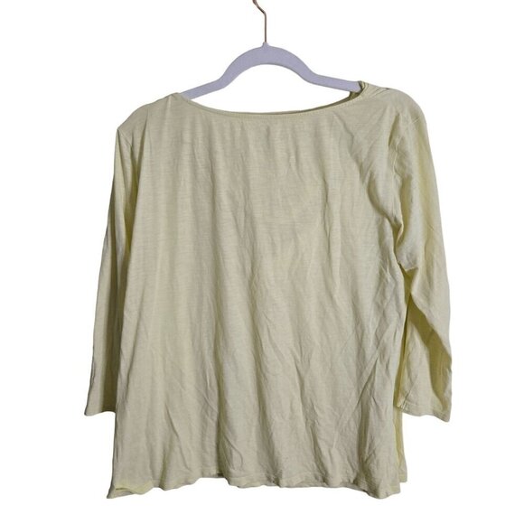 Eileen Fisher Sleepwear By Garnet Hill Yellow Draped Neckline Pajama Top Size M - Picture 2 of 5